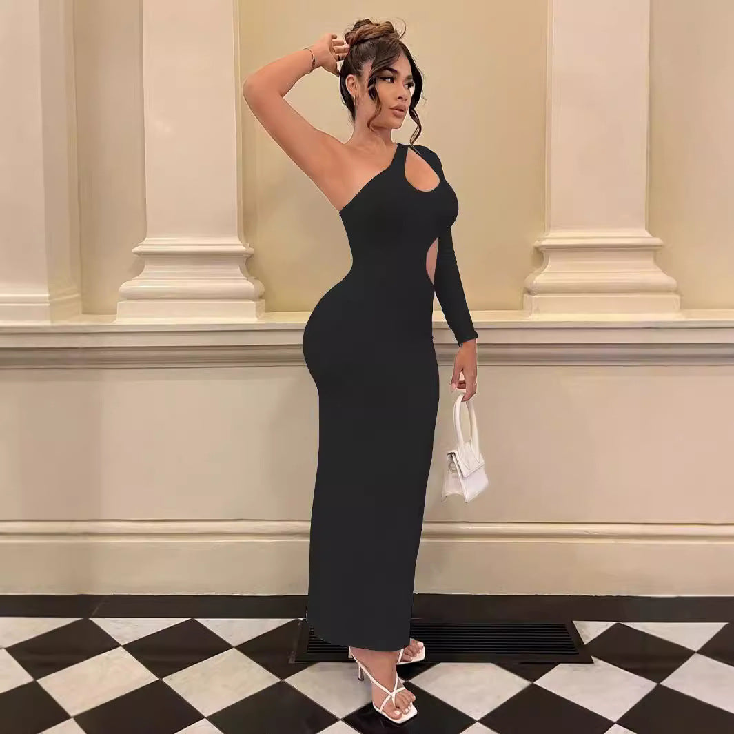 Damen Longsleeve Maxi-Kleid mit sexy Cut-Outs und figurbetontem Schnitt Lisslune