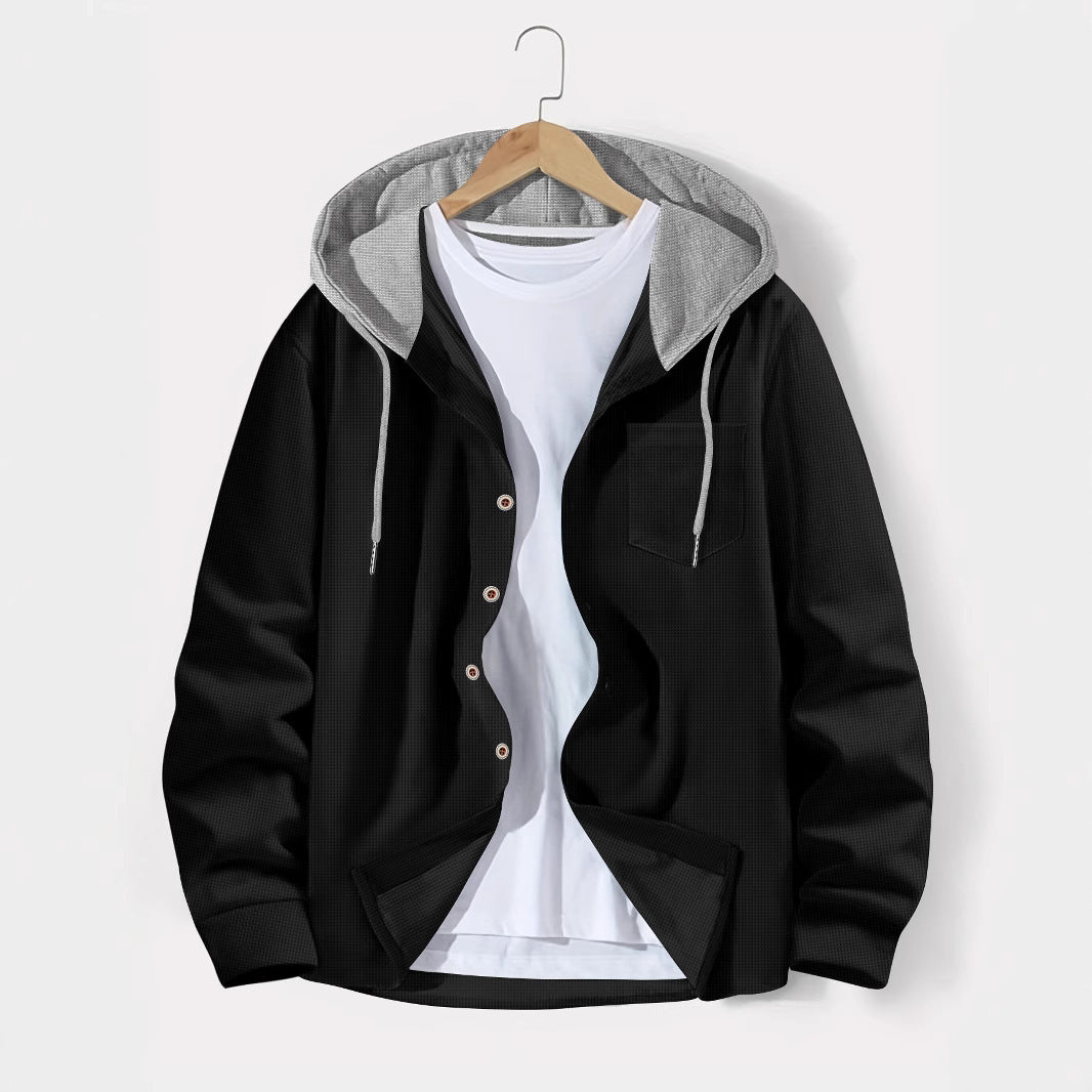 Men's casual jacket with hood and plaid pattern Lisslune