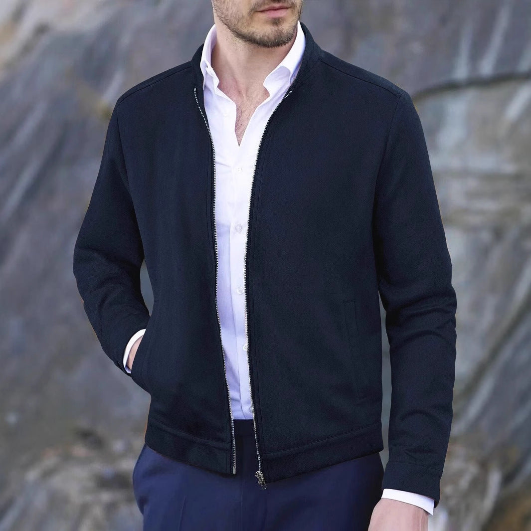 Men's casual fleece jacket with high collar and zipper Lisslune