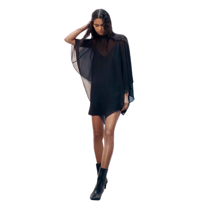 Women's elegant chiffon tunic with asymmetric cut and flowing design Lisslune