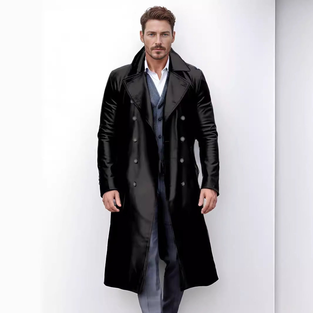 Men Elegant and Timeless Trench Coat with Double Button Placket Lisslune