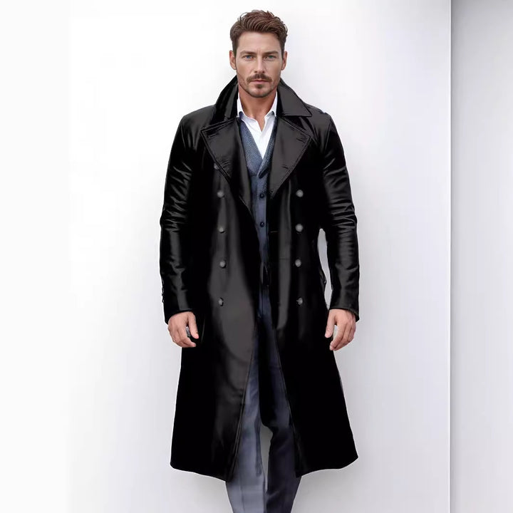 Men Elegant and Timeless Trench Coat with Double Button Placket Lisslune