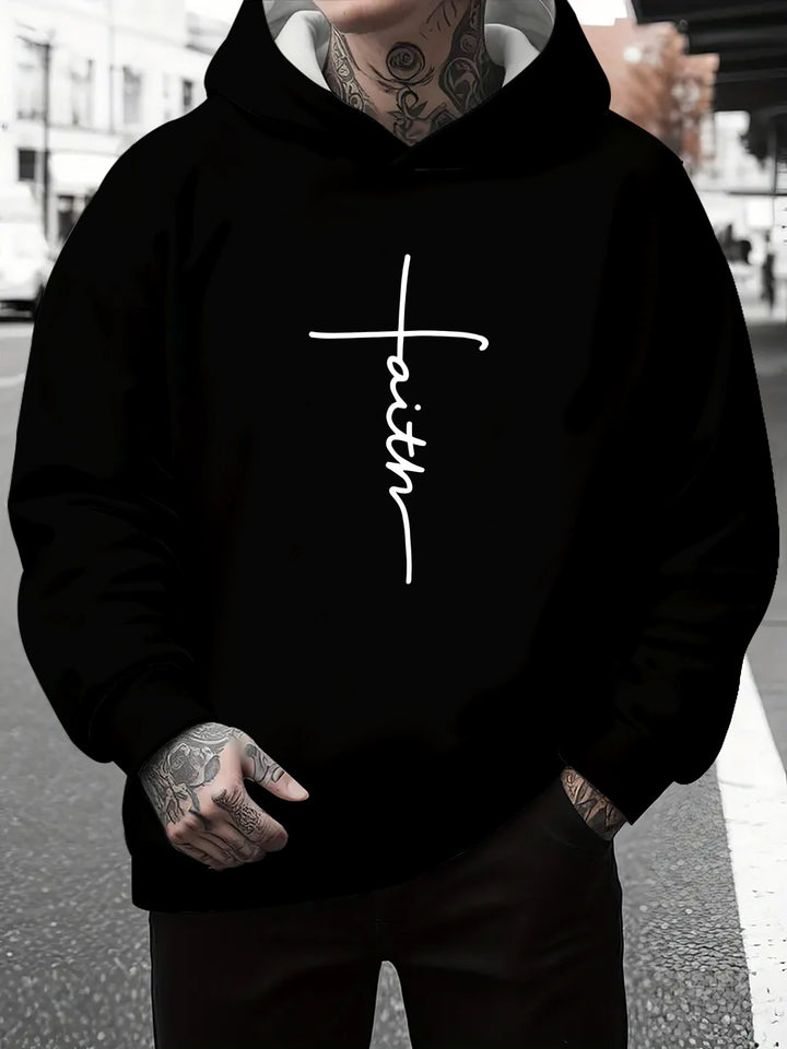 Men's hoodie with subtle gradient look and inspiring lettering Lisslune