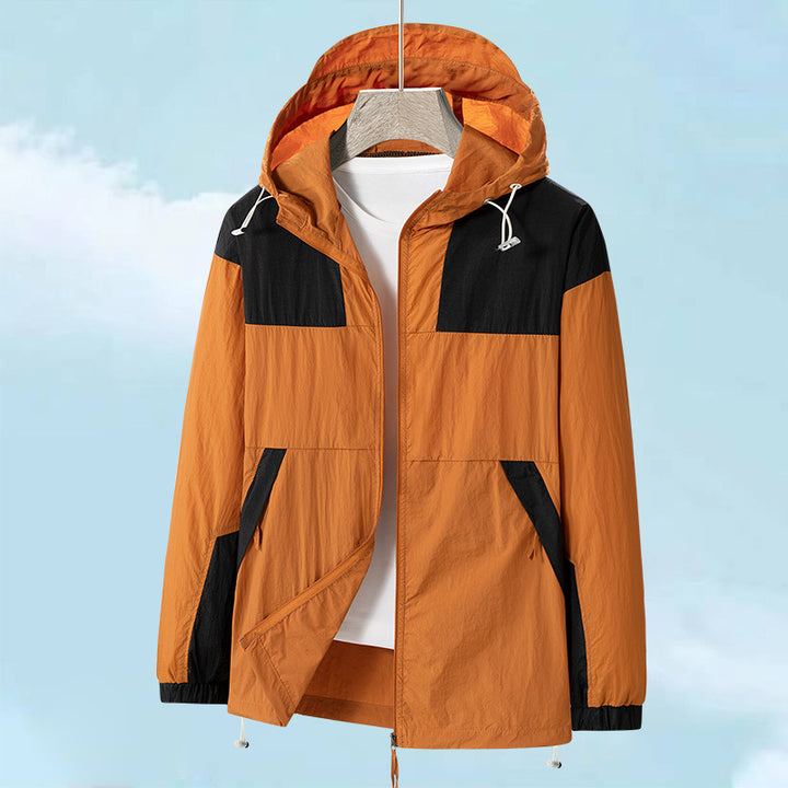 Men's Windbreaker Jacket with Adjustable Hood and Breathable Inserts Lisslune