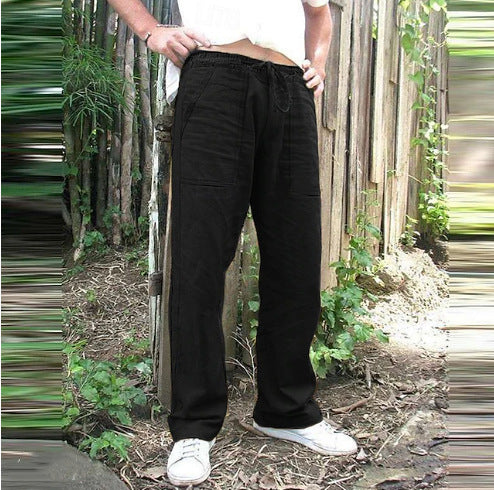 Men's casual leisure pants with practical drawstring and deep pockets Lisslune