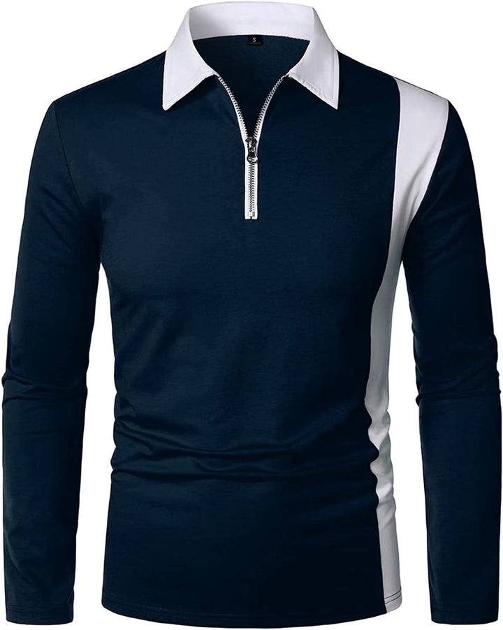 Men's sporty long-sleeve shirt with modern zipper and stylish color contrast Lisslune