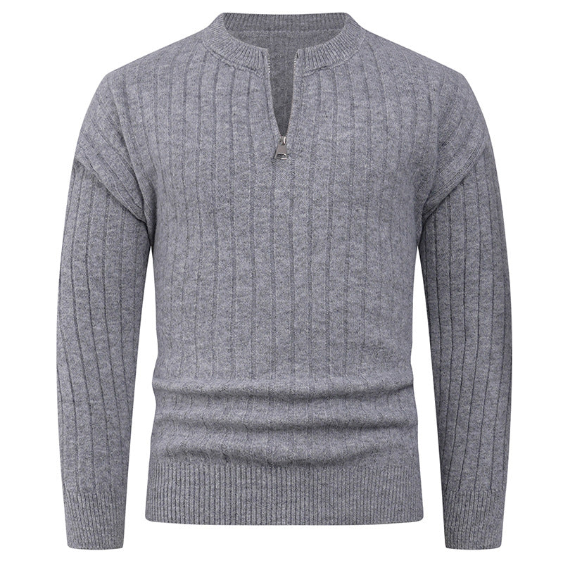 Men's knitted sweater with high collar and modern zipper Lisslune