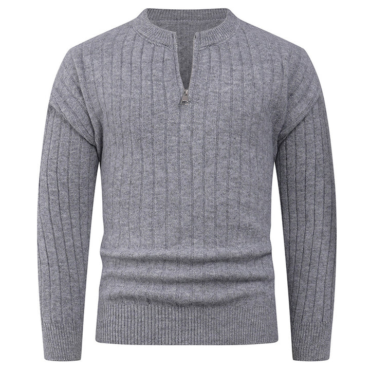 Men's knitted sweater with high collar and modern zipper Lisslune