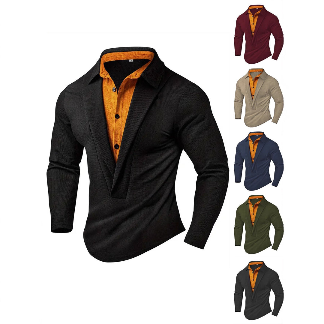 Men's Elegant Long Sleeve Shirt with Modern Collar and Textured Design Lisslune