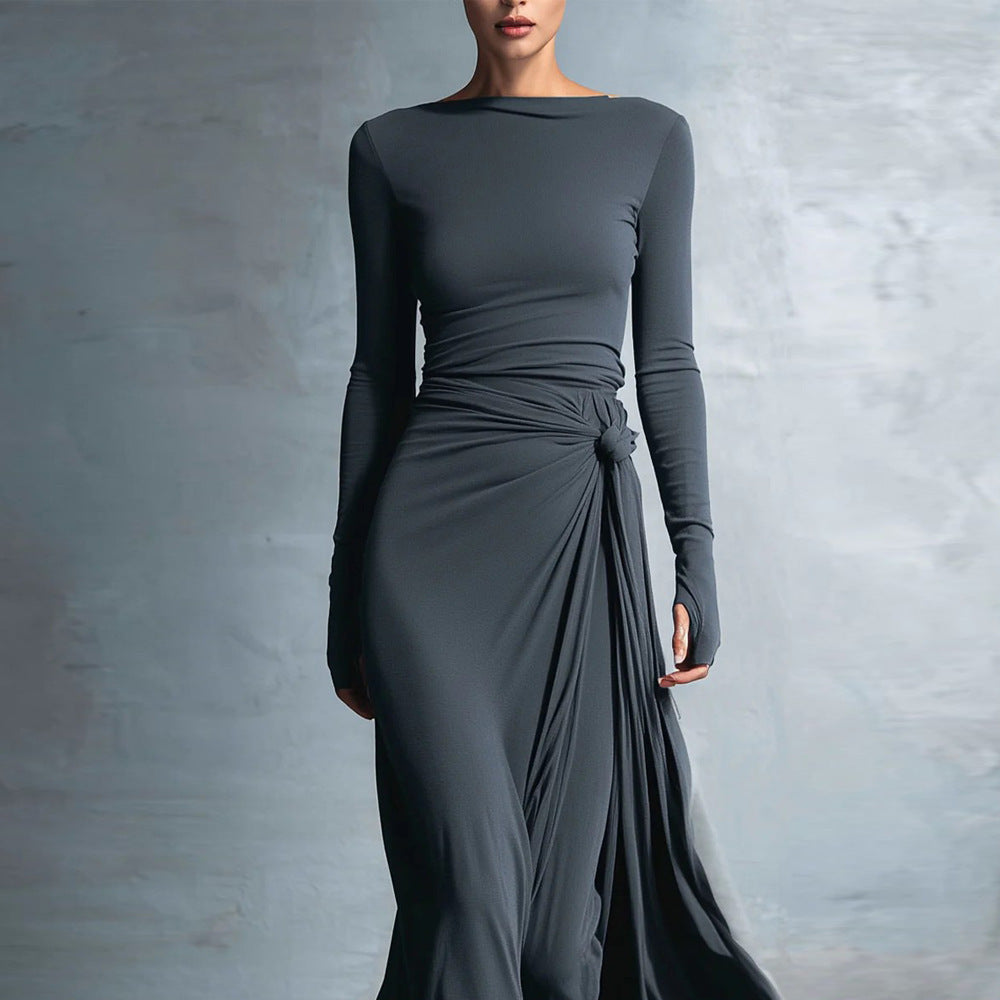 Women's elegant evening dress with long sleeves and wrap design Lisslune