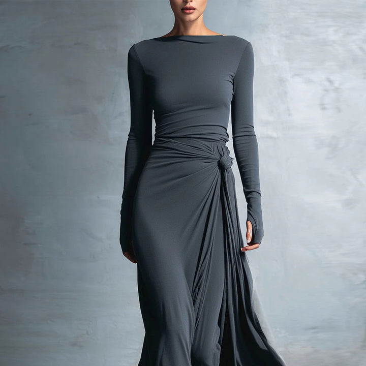 Women's elegant evening dress with long sleeves and wrap design Lisslune