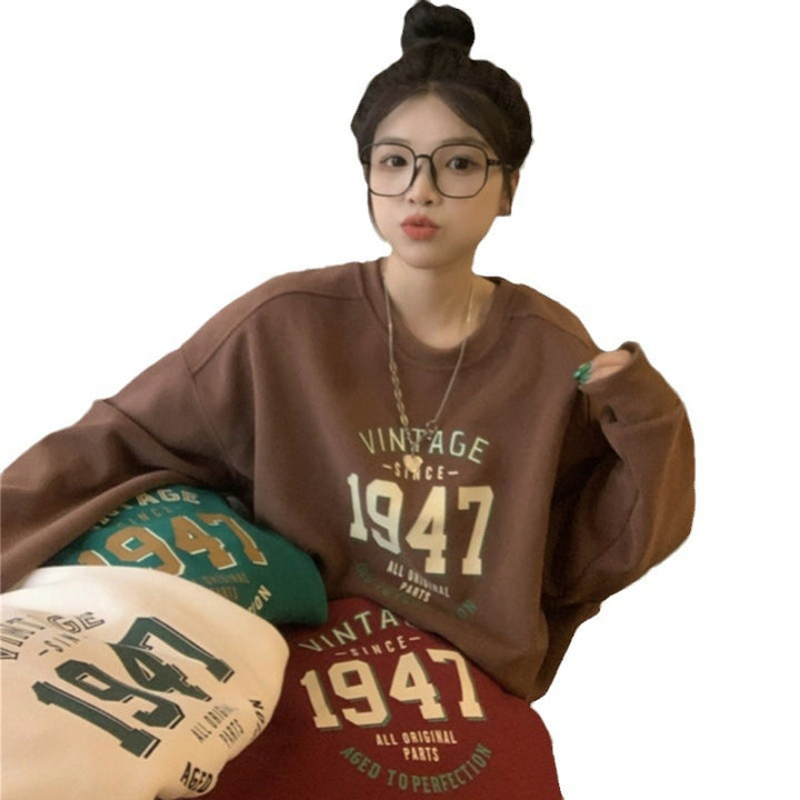 Women's Casual Oversized Sweatshirt with Vintage Print Lisslune