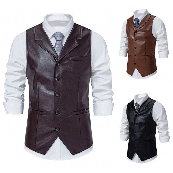 Men's elegant synthetic leather vest Lisslune