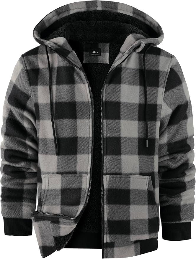 Men's fleece jacket with modern check pattern and cozy inner lining Lisslune