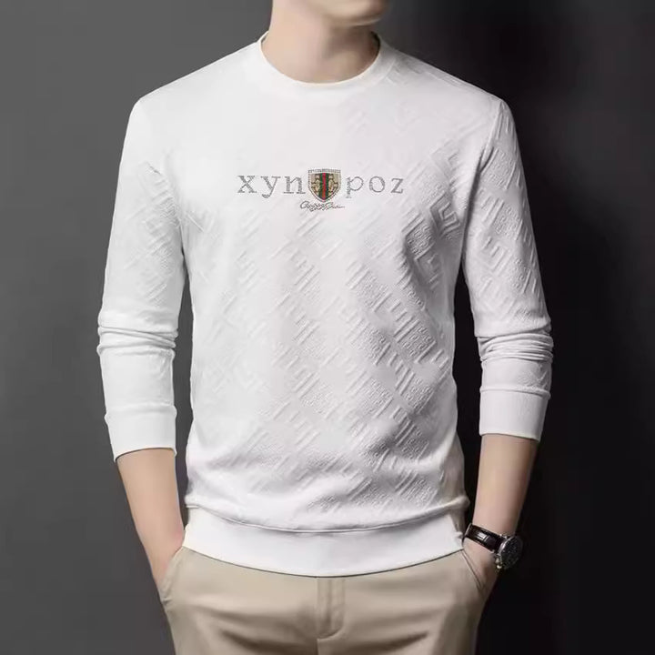 Men's high-quality round neck pullover made of elastic cotton blend Lisslune