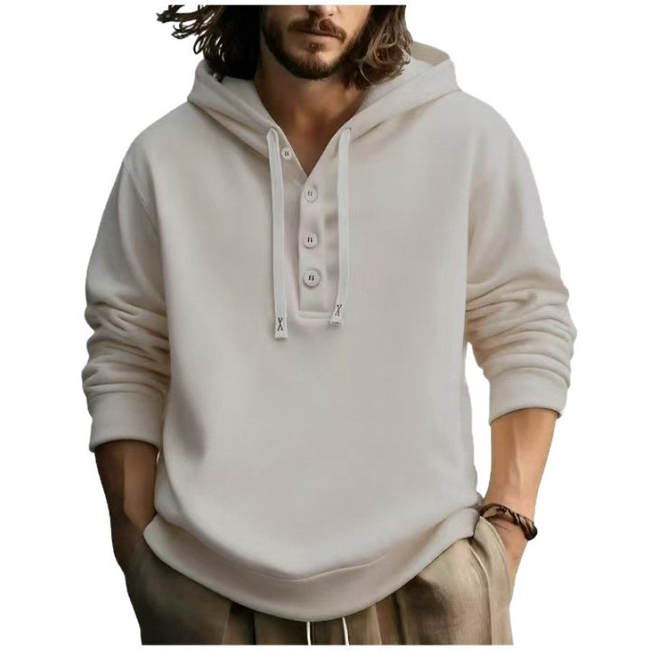 Men's hooded sweatshirt with button placket Lisslune