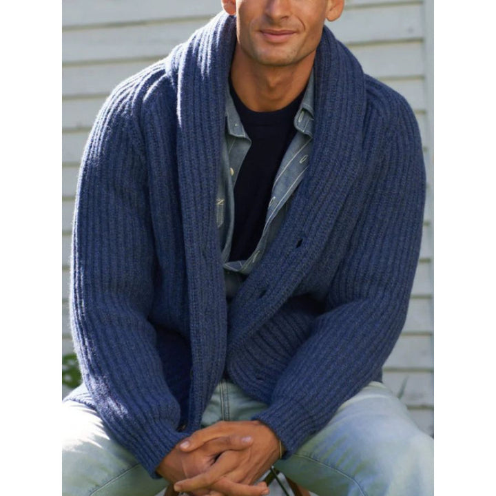 Men's knitted cardigan with draped lapel Lisslune
