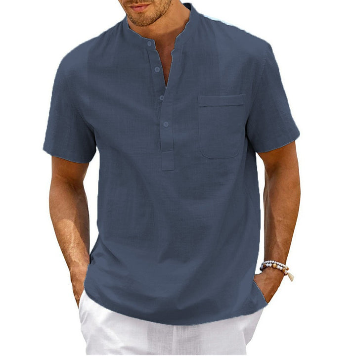 Men's short-sleeve shirt with modern Henley collar and practical chest pocket Lisslune