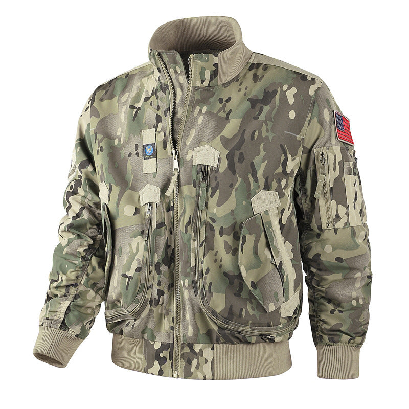 Men's Military-Inspired Bomber Jacket with Practical Zip Pockets Lisslune