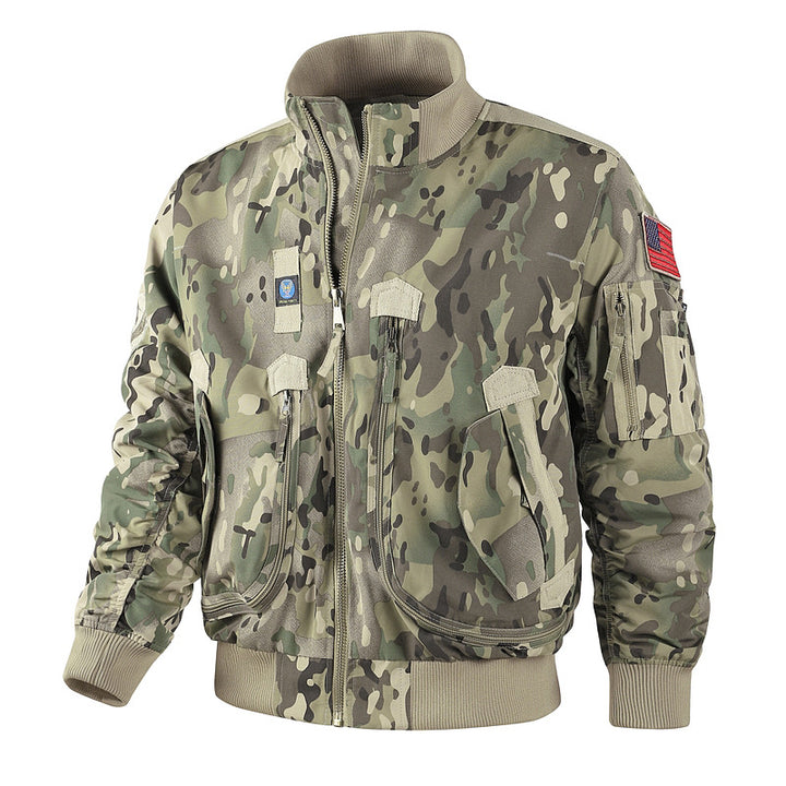Men's Military-Inspired Bomber Jacket with Practical Zip Pockets Lisslune