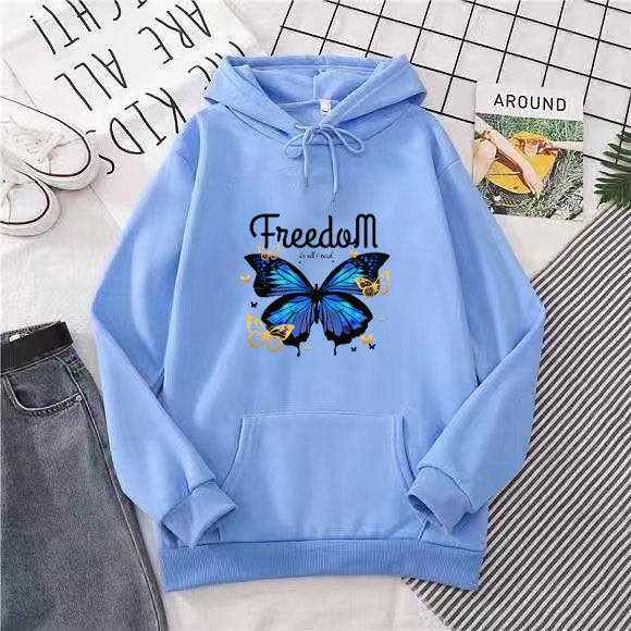 Ladies hooded sweatshirt with artistic butterfly design Lisslune