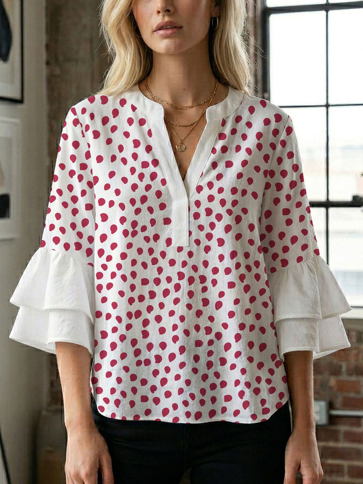 Women's blouse with voluminous wing sleeves and intense leaf pattern Lisslune