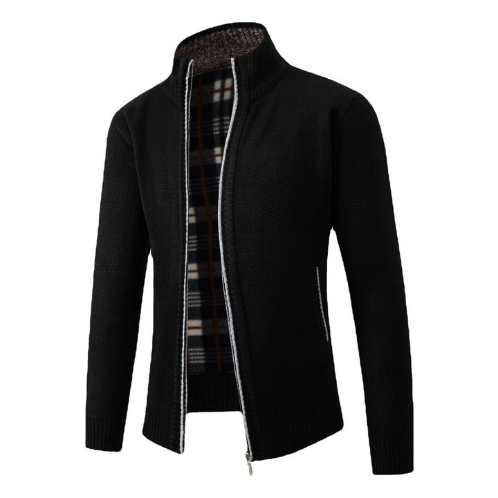 Men's cardigan with modern standing collar and classic inner lining Lisslune