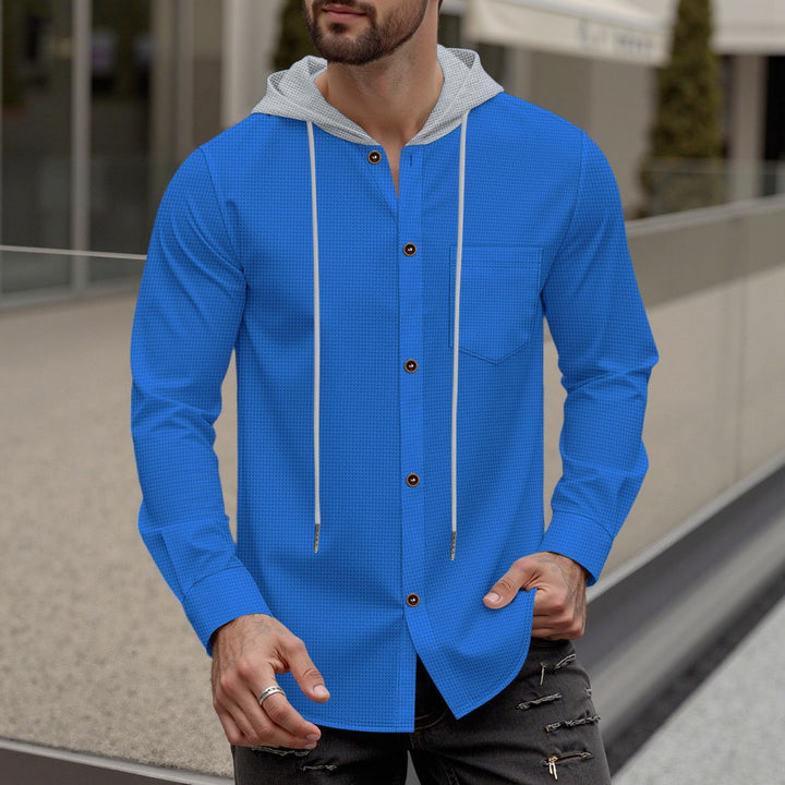 Men's stylish hoodie shirt with button placket and practical chest pocket Lisslune