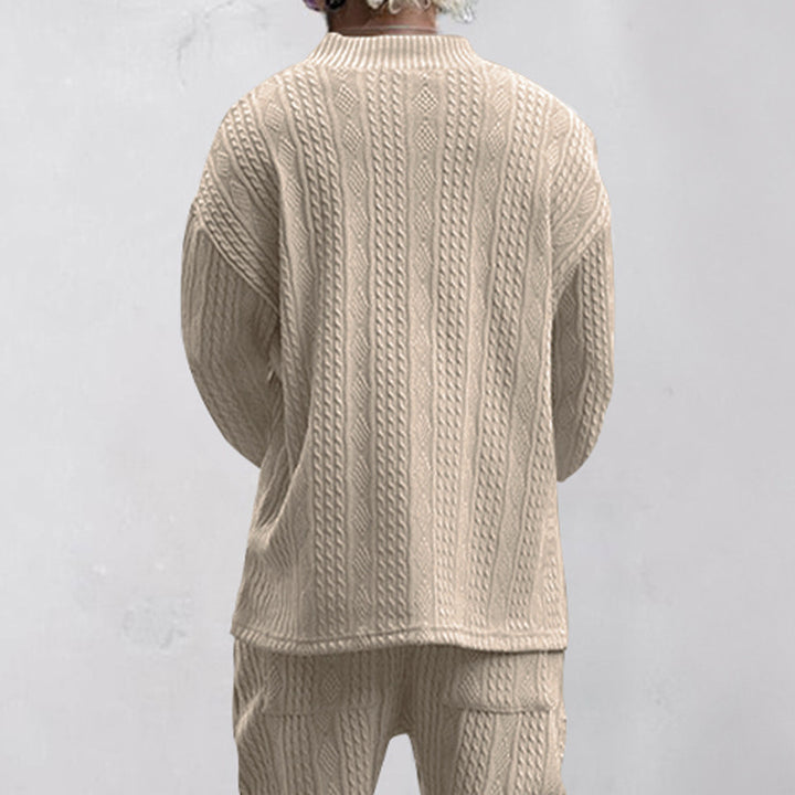 Men's casual knitted pullover with V-neck and modern pattern Lisslune