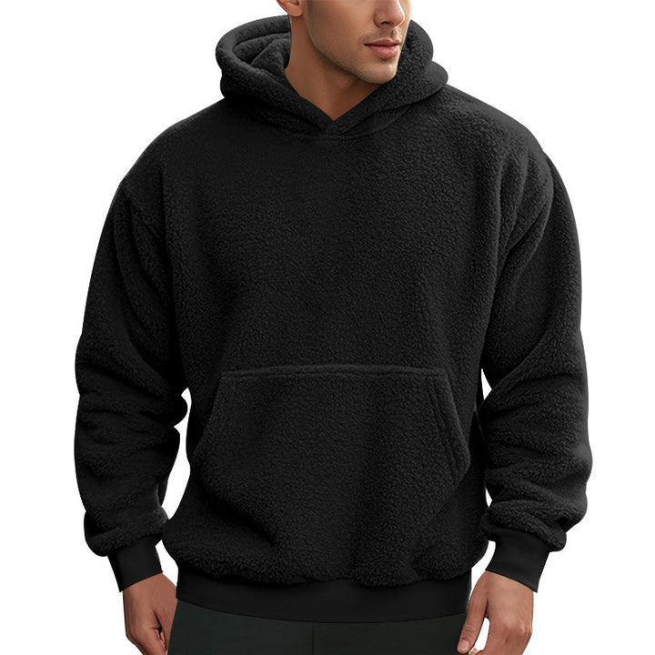 Men's cozy fleece hoodie with practical pockets and elastic cuffs Lisslune
