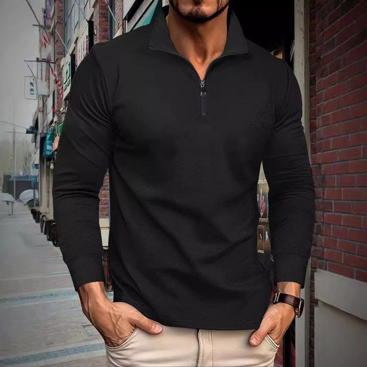 Men's functional long sleeve pullover with half zipper and innovative structural design Lisslune