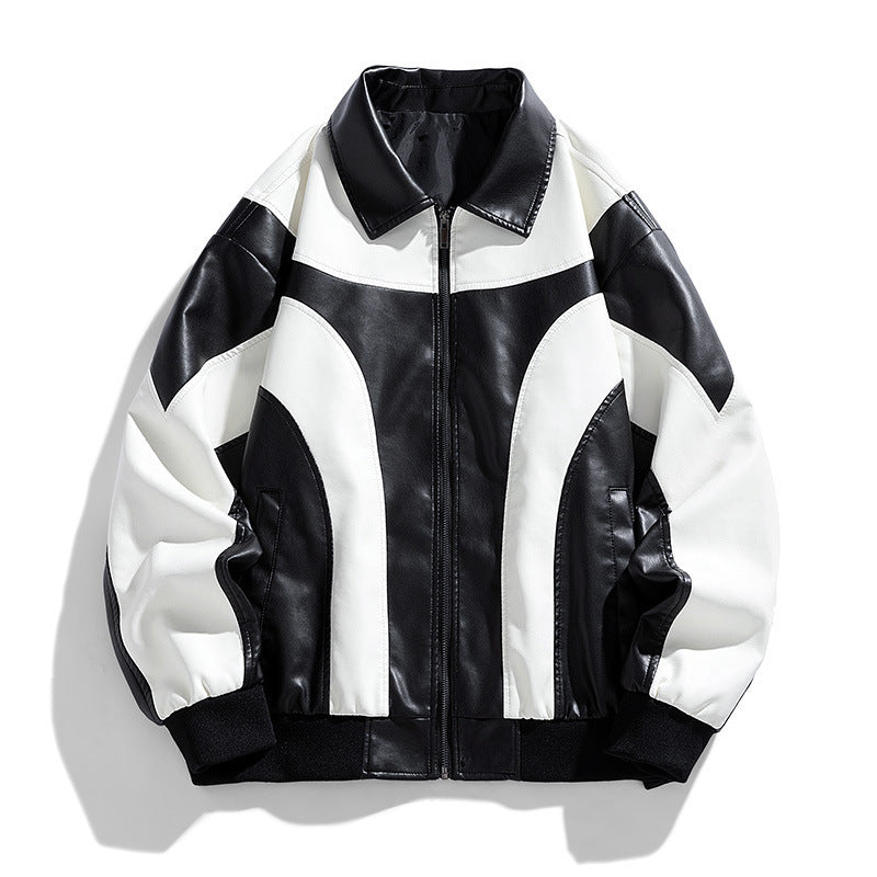 Men's Stylish Leather Jacket with Impressive Color Design Lisslune