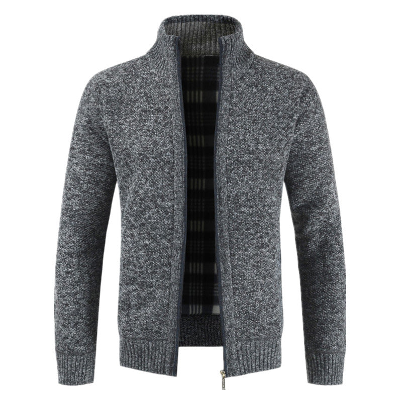 Men's cardigan with high collar and plush inner lining Lisslune