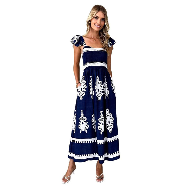 Women's maxi dress with floral embroidery and ruffle details Lisslune