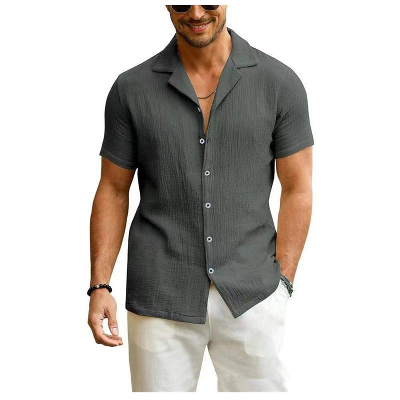Men's short-sleeve shirt with textured fabric and casual fit Lisslune