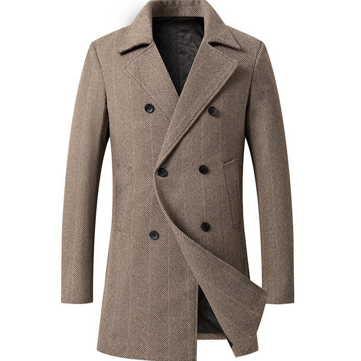 Men's elegant double-breasted coat in herringbone pattern Lisslune
