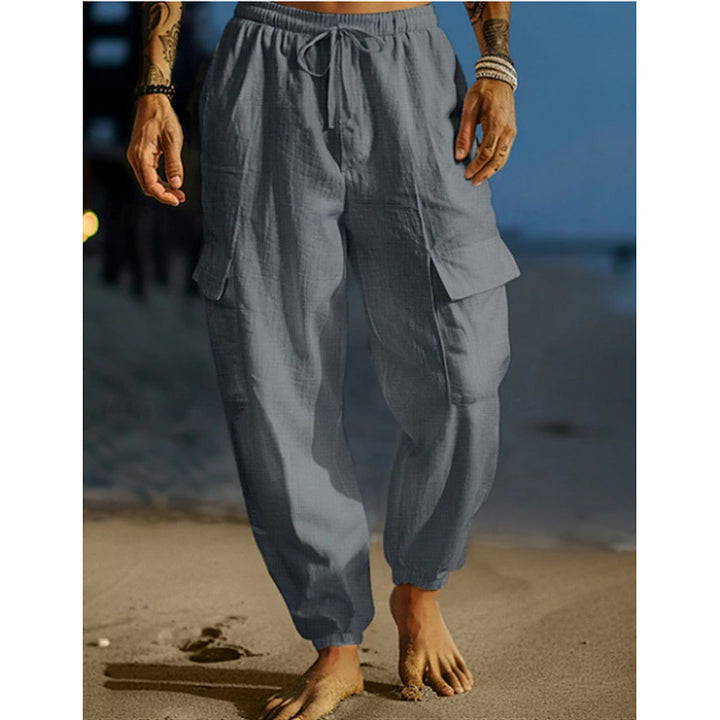 Men's cargo pants with elastic waistband and practical side pockets Lisslune