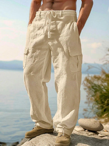 Men's cargo pants with elastic waistband and practical side pockets Lisslune
