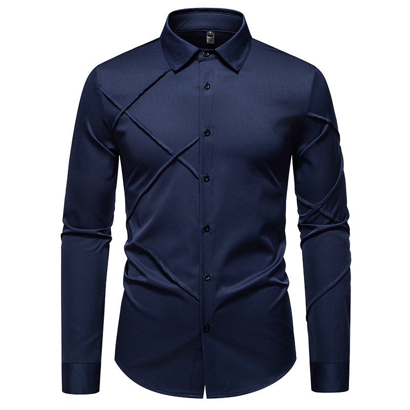 Men's Elegant Shirt with Innovative Cut and Stylish Accents Lisslune