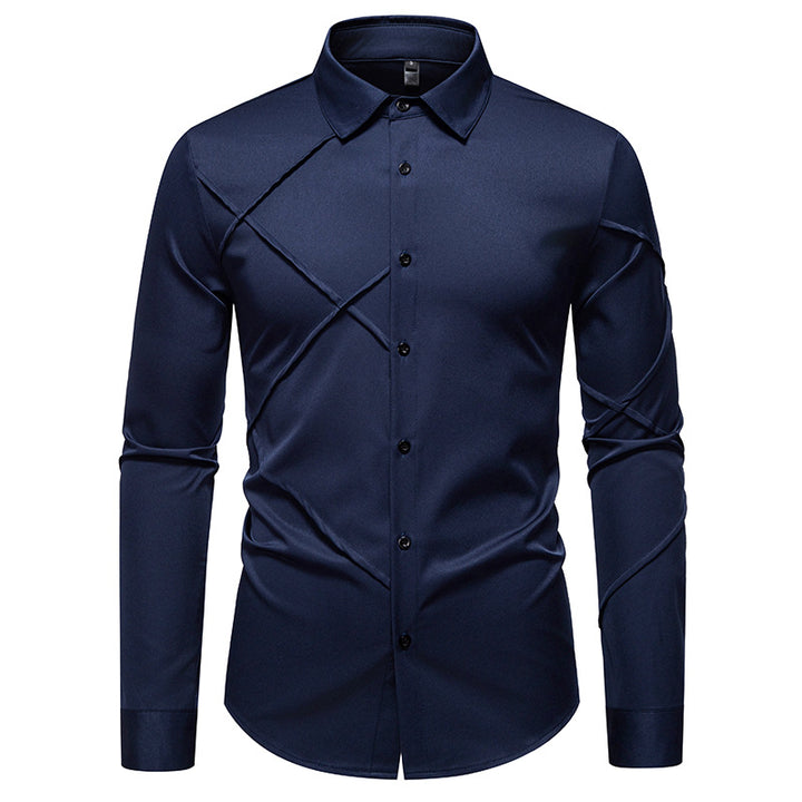 Men's Elegant Shirt with Innovative Cut and Stylish Accents Lisslune