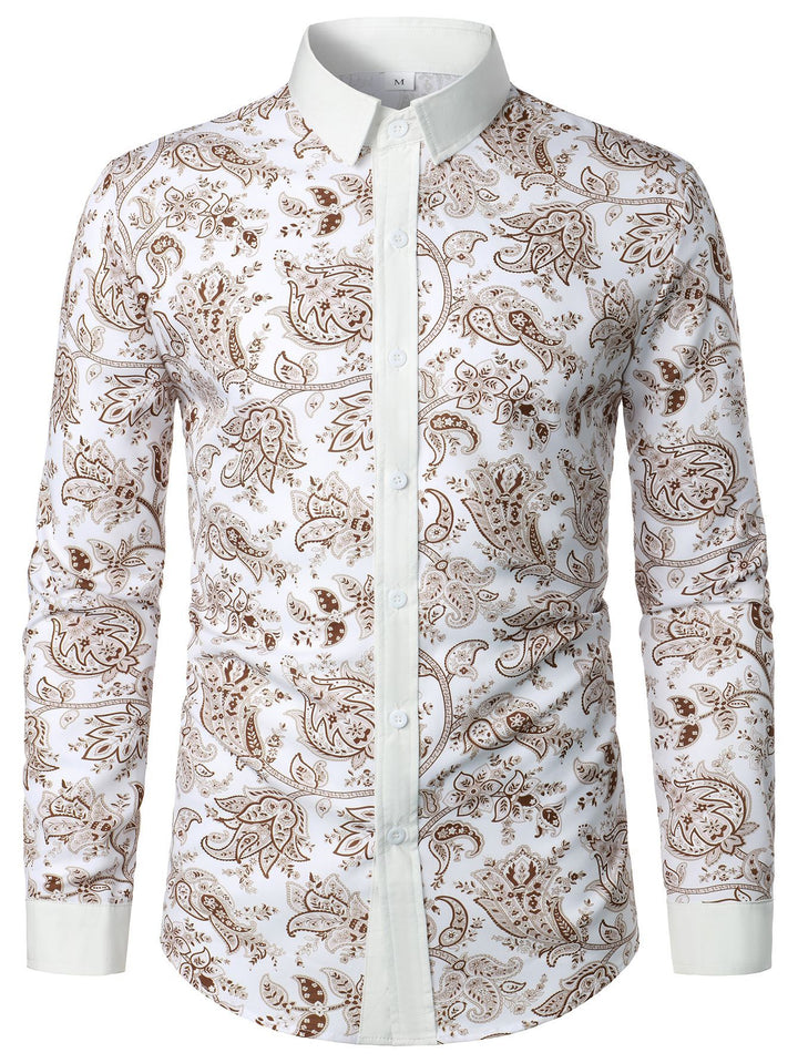 Men's long-sleeve shirt with modern paisley design Lisslune