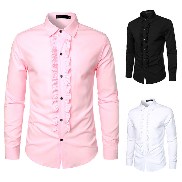 Men's shirt with ruffles and elegant button details Lisslune