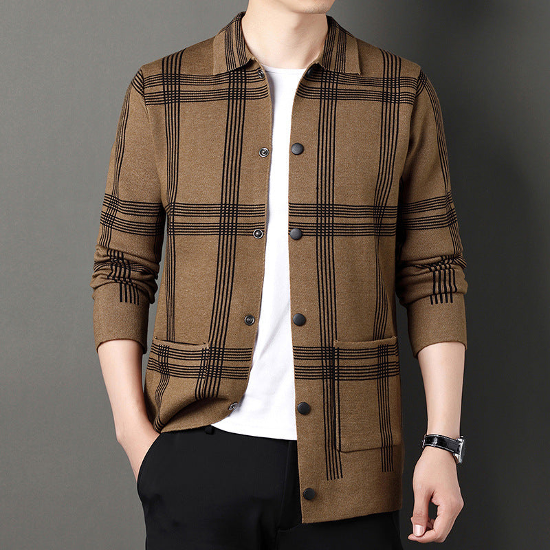 Men's Cozy Checkered Blouse with Button Placket and Practical Pockets Lisslune