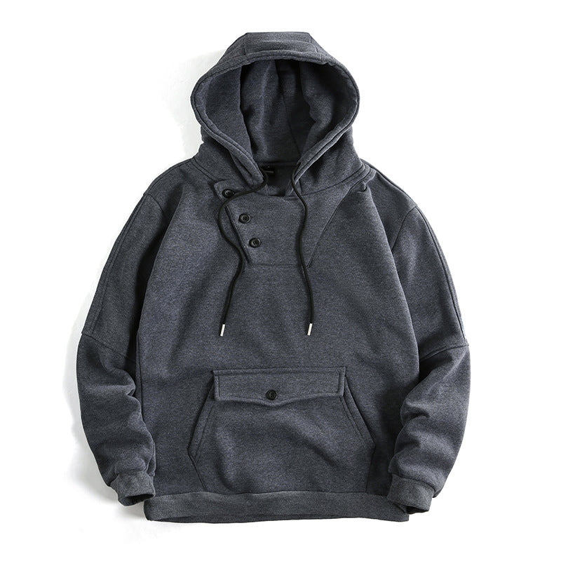 Men's casual hoodie with button details and practical pockets Lisslune