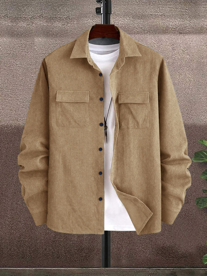 Men's Casual Shirt Jacket with Two Chest Pockets and Textured Design Lisslune