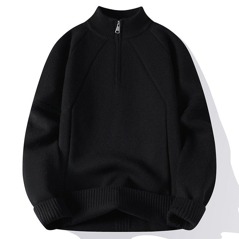 Men's knitted sweater with high collar and zipper Lisslune
