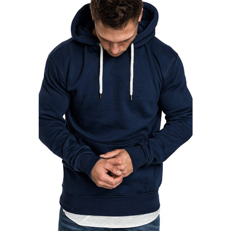 Men's Comfortable Hoodie with Kangaroo Pocket and Contrasting Drawstrings Lisslune