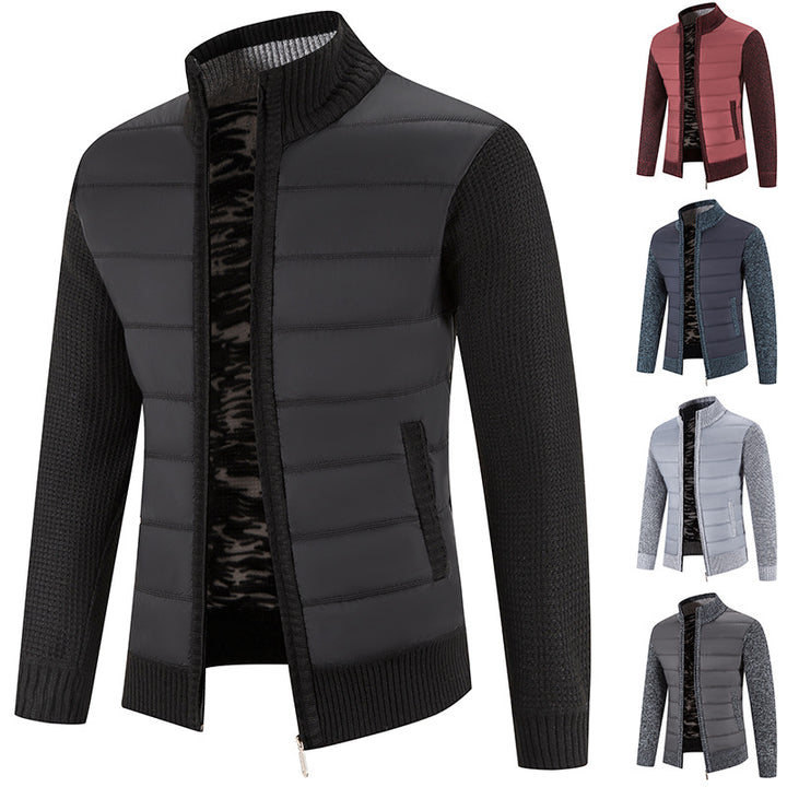 Men's quilted jacket with fashionable knit sleeves Lisslune