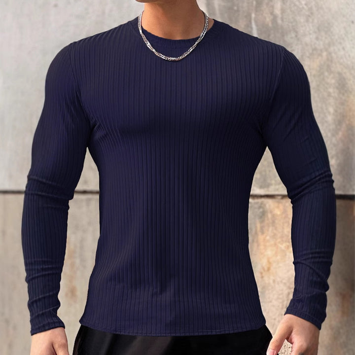 Men's long-sleeve shirt with textured ribbed pattern and sporty fit Lisslune