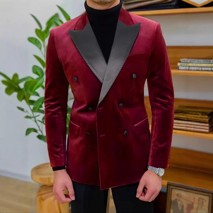 Men's elegant velvet blazer with satin collar section Lisslune